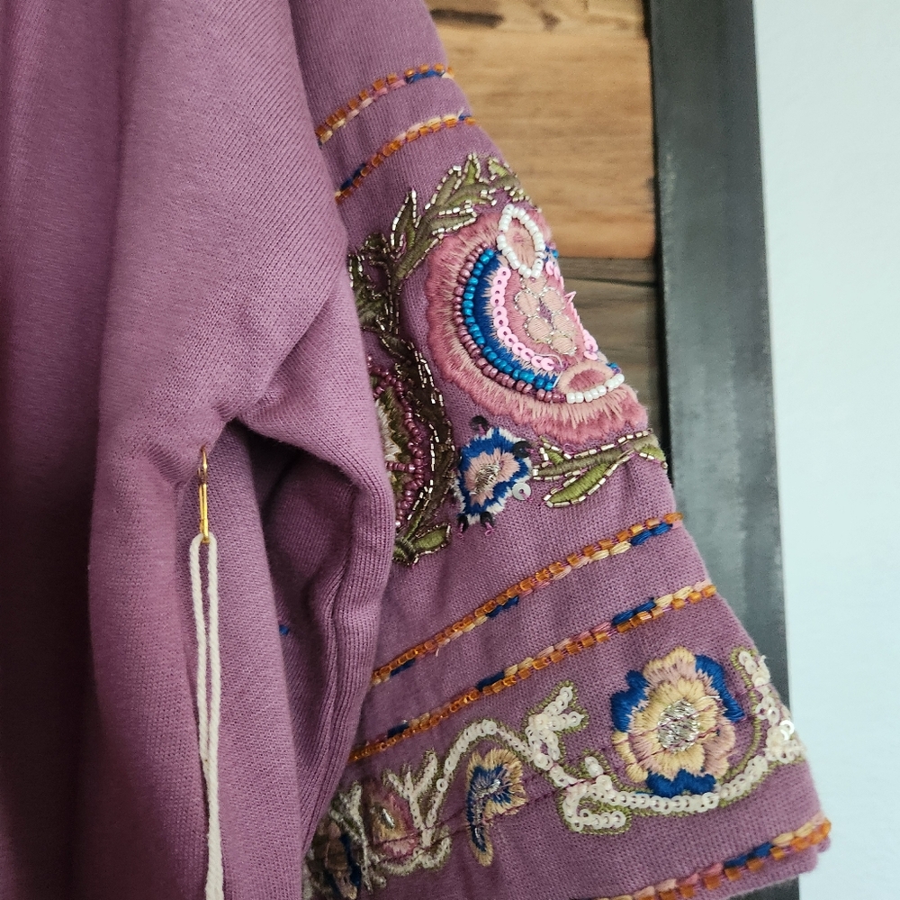 NWT ARATTA JULIETTE EMBELLISHED FRENCH TERRY KIMONO JACKET - Picture 10 of 13